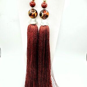 Earthflow Tassel & Agate Bead Earrings